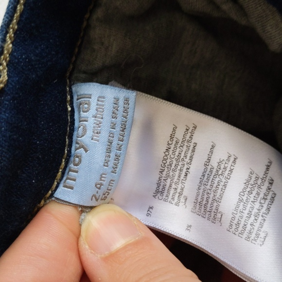 mayoral jersey-lined stretch denim jeans 2-4 months baby - Picture 2 of 9